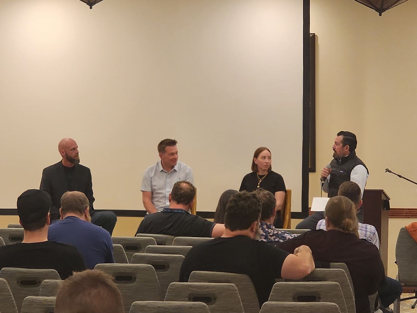 A panel of four speakers taking questions